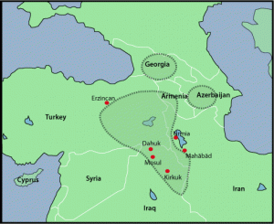 Geographical distribution of Kurdish